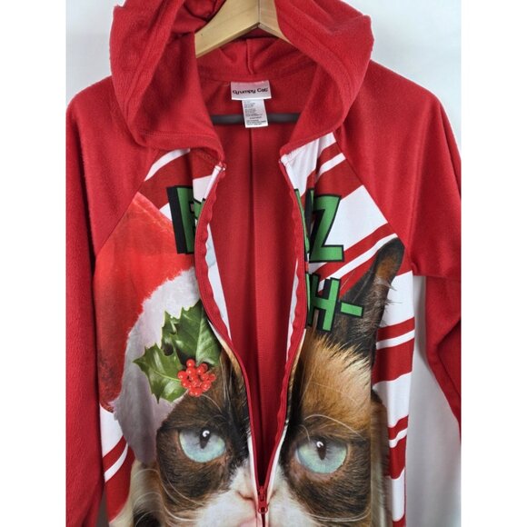 Grumpy Cat Pajama Women's Size Medium Red Ugly Christmas One Piece Sleepwear - Picture 8 of 12